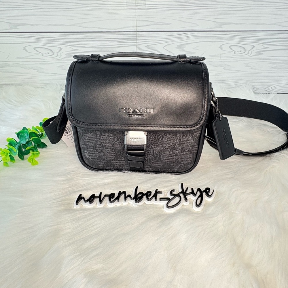 Coach Racer Gunmetal/Charcoal/Black Crossbody Bag - Picture 2 of 15